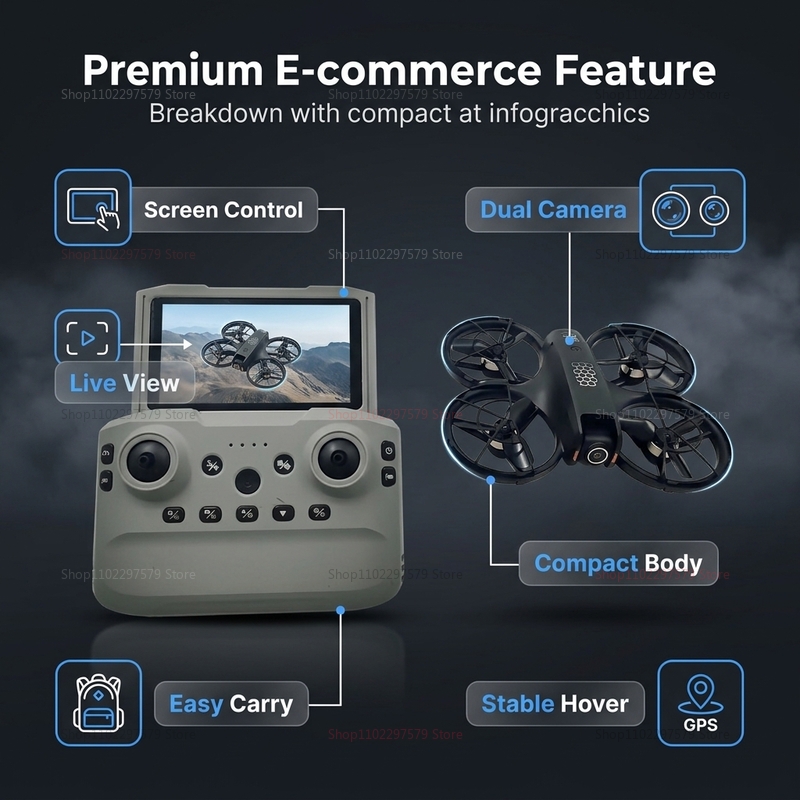 2026 New M5 Mini Drone 2.4inch - Drone Video Production recension och pris